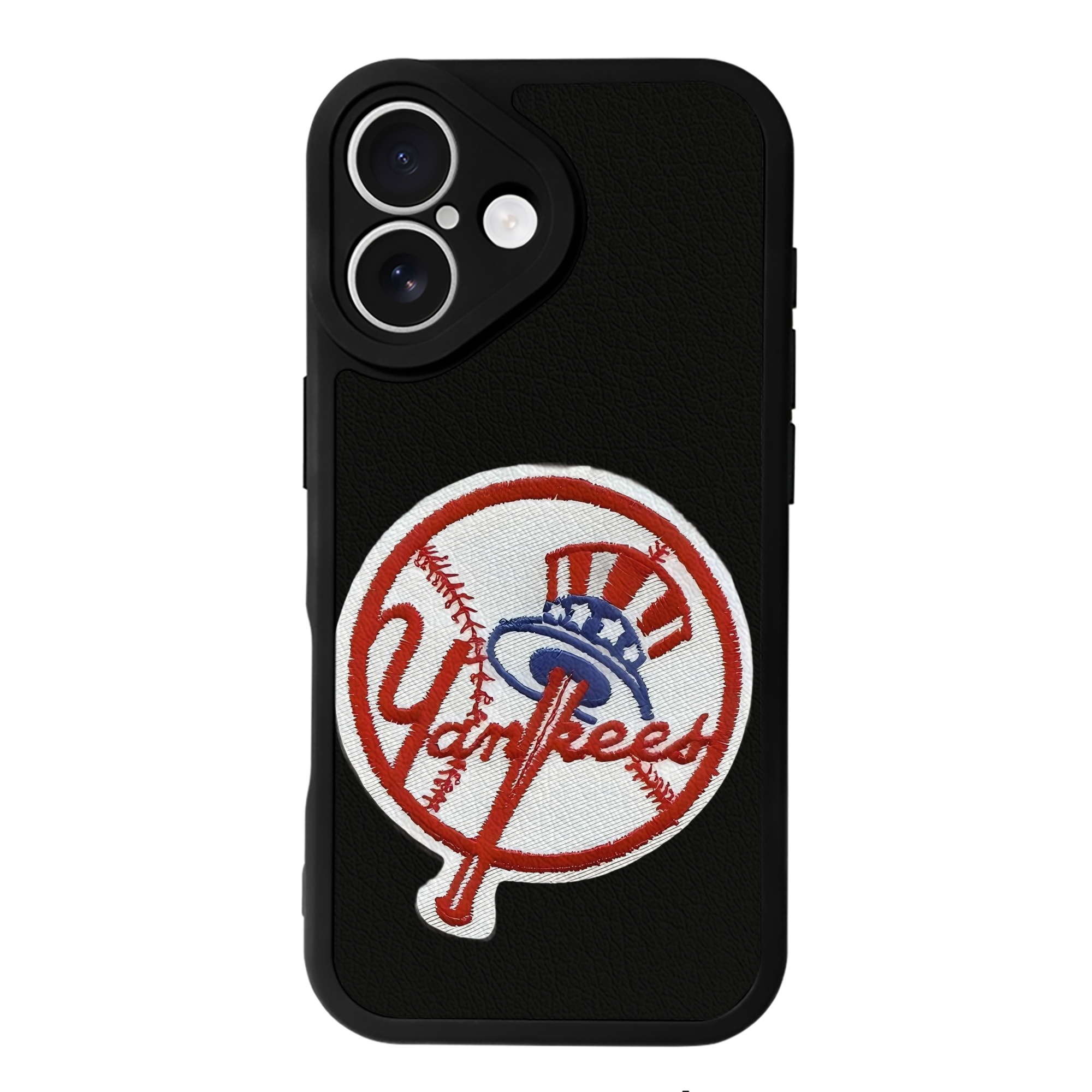 New York Yankees LOGO IPhone 16 Silicone Leather Case – UV Print, Lambskin Texture – Perfect Fit, Wireless Charging Compatible, Scratch Resistant, Precise Cutouts – Stylish Protection For IPhone 16